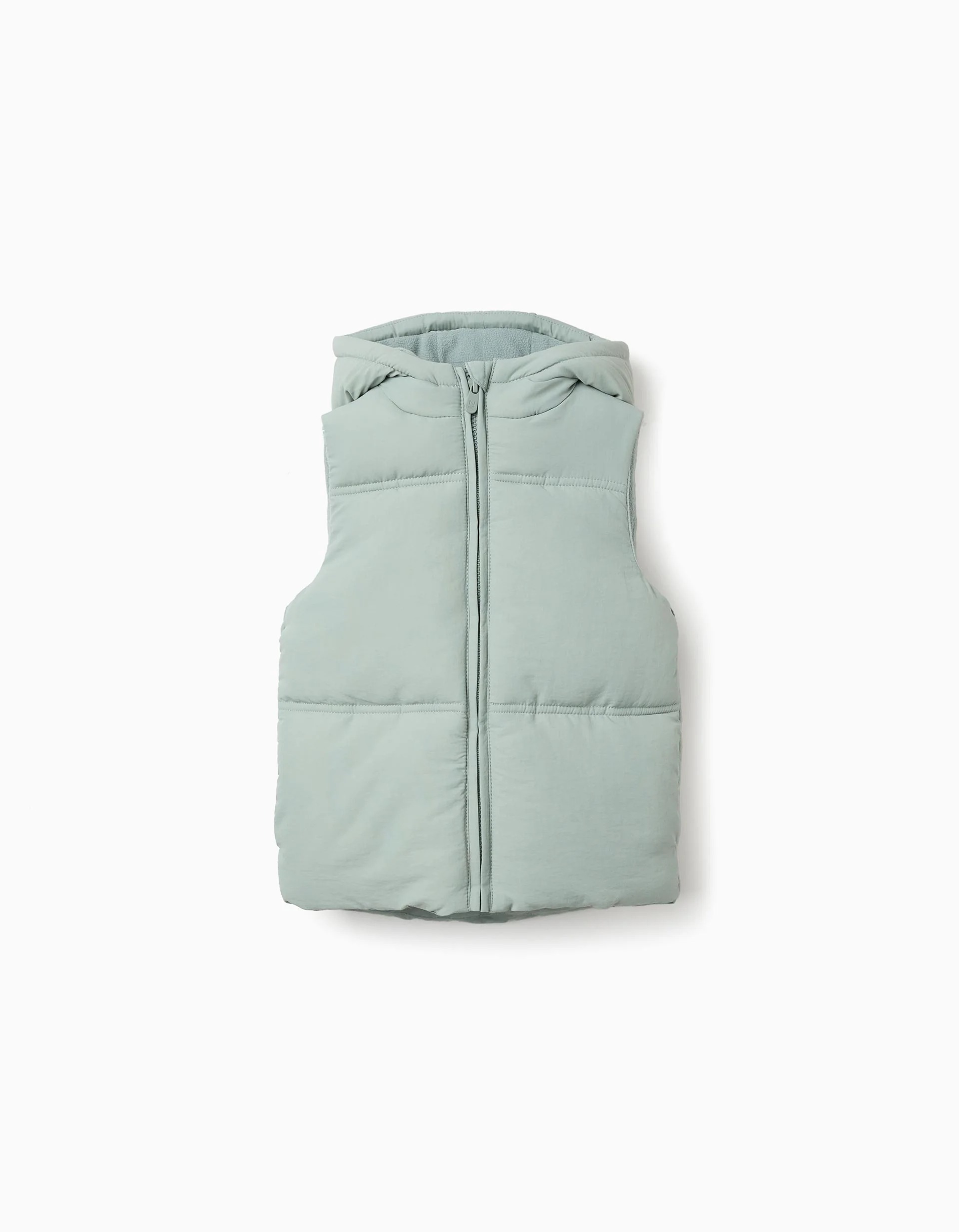 31081392019-0 Gilet matelassé à capuche avec doublure polaire pour filles, vert clair – Image 1