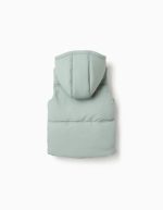Gilet matelassé à capuche avec doublure polaire pour filles, vert clair – Image 2