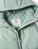 Gilet matelassé à capuche avec doublure polaire pour filles, vert clair – Image 3