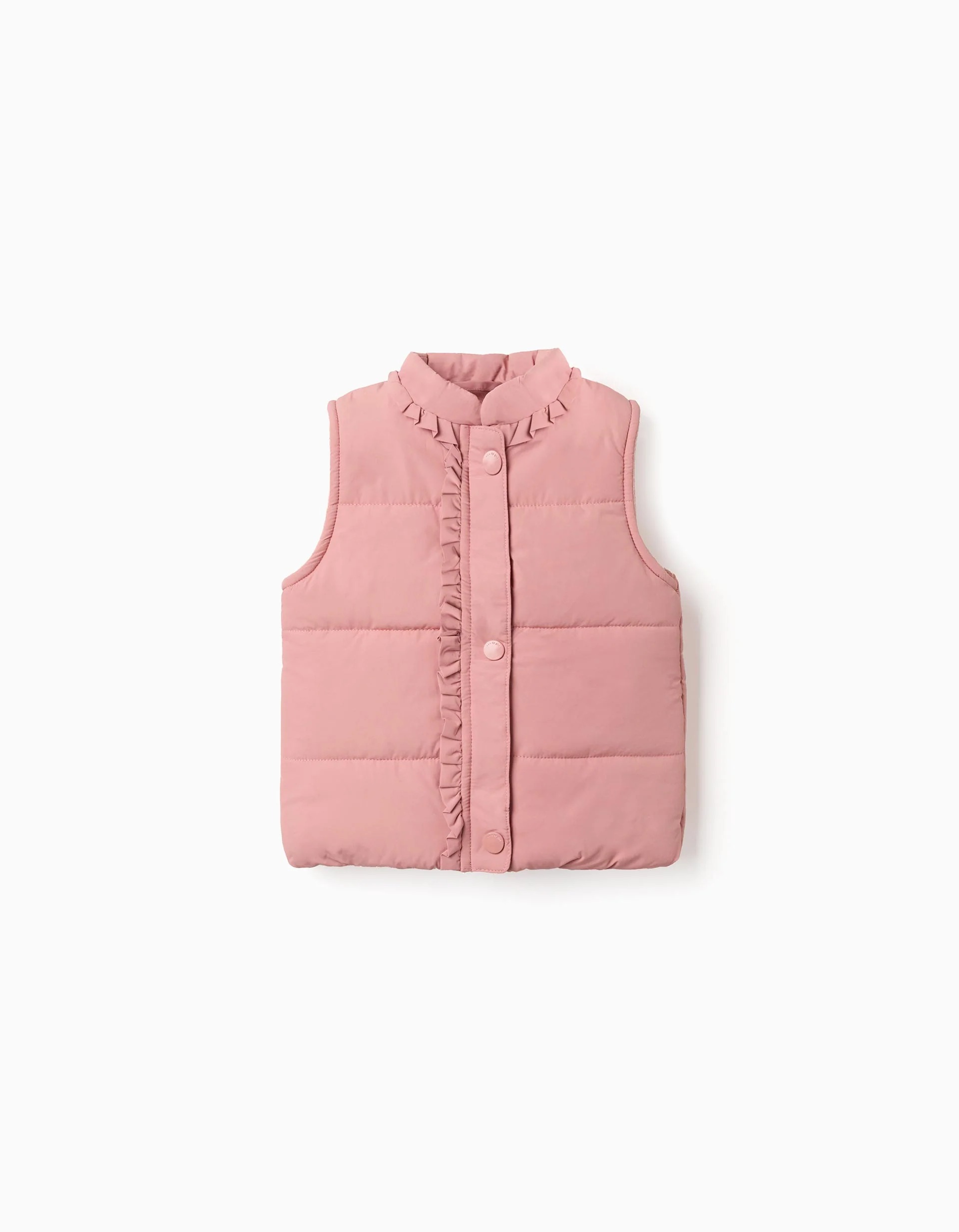 31081396038-0 Doudoune sans manches à volants et doublure polaire pour bébé fille, rose – Image 1