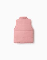 Doudoune sans manches à volants et doublure polaire pour bébé fille, rose – Image 2