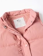 Doudoune sans manches à volants et doublure polaire pour bébé fille, rose – Image 3
