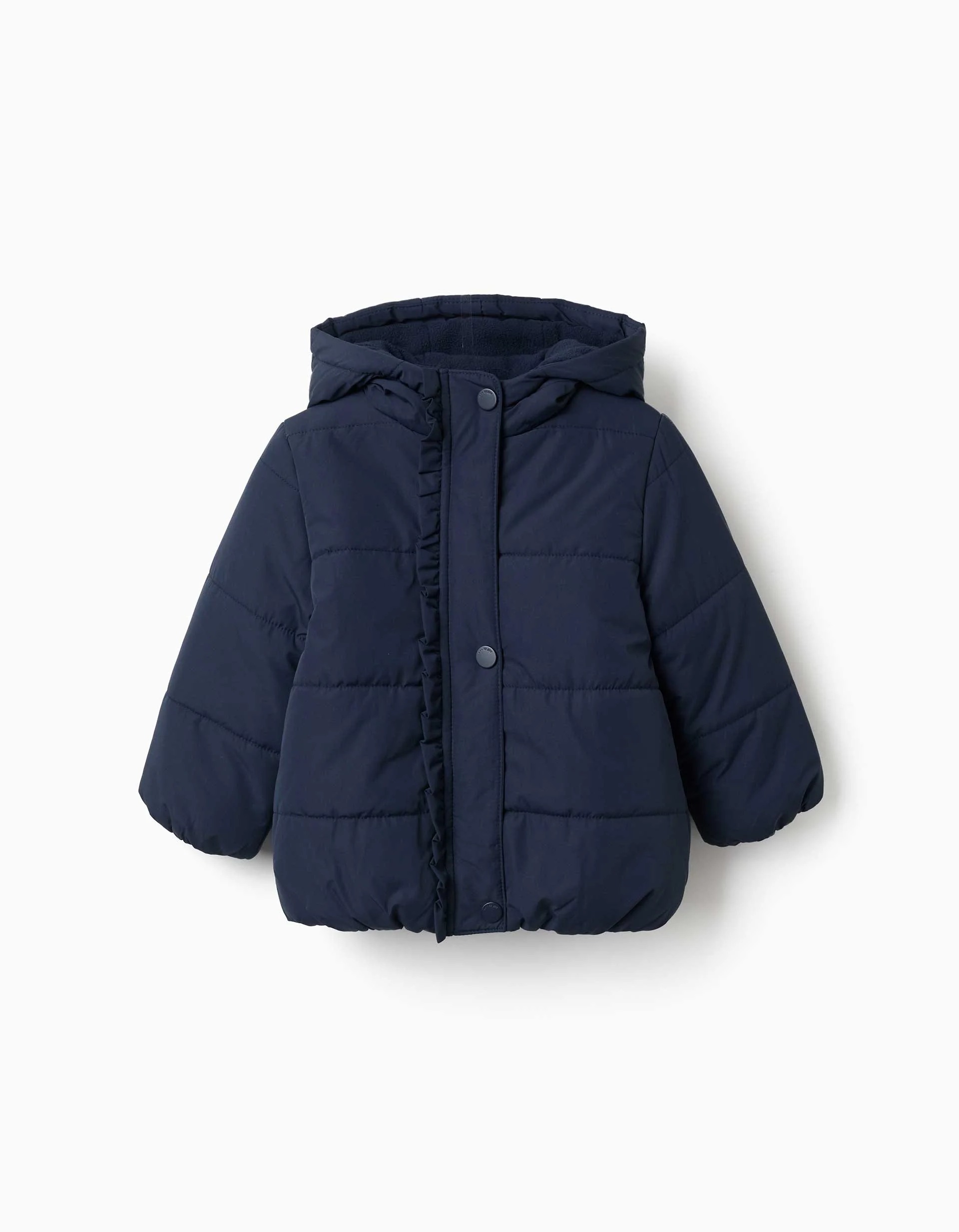 31081399006-0 Doudoune à capuche doublée en polaire pour bébé fille, bleu marine – Image 1