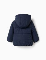Doudoune à capuche doublée en polaire pour bébé fille, bleu marine – Image 2