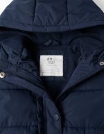 Doudoune à capuche doublée en polaire pour bébé fille, bleu marine – Image 3