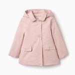 Parka matelassée avec capuche amovible et poches pour filles, rose clair
