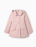 Parka matelassée avec capuche amovible et poches pour filles, rose clair