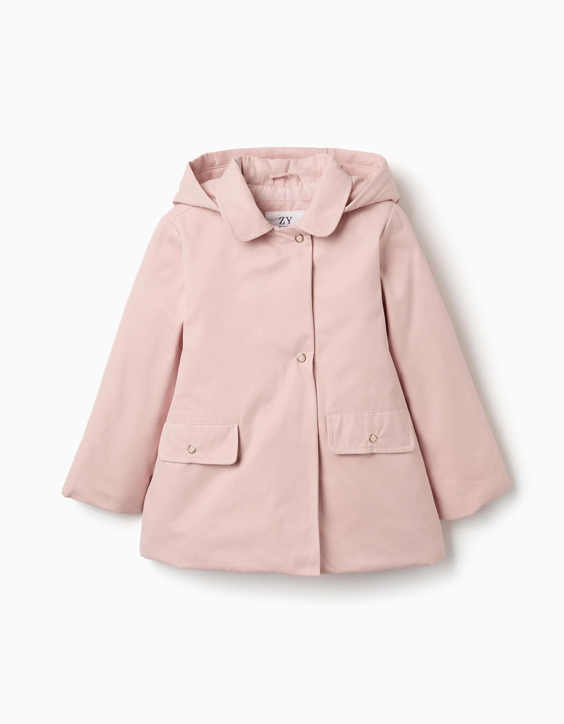 31081400030-0 Parka matelassée avec capuche amovible et poches pour filles, rose clair – Image 1
