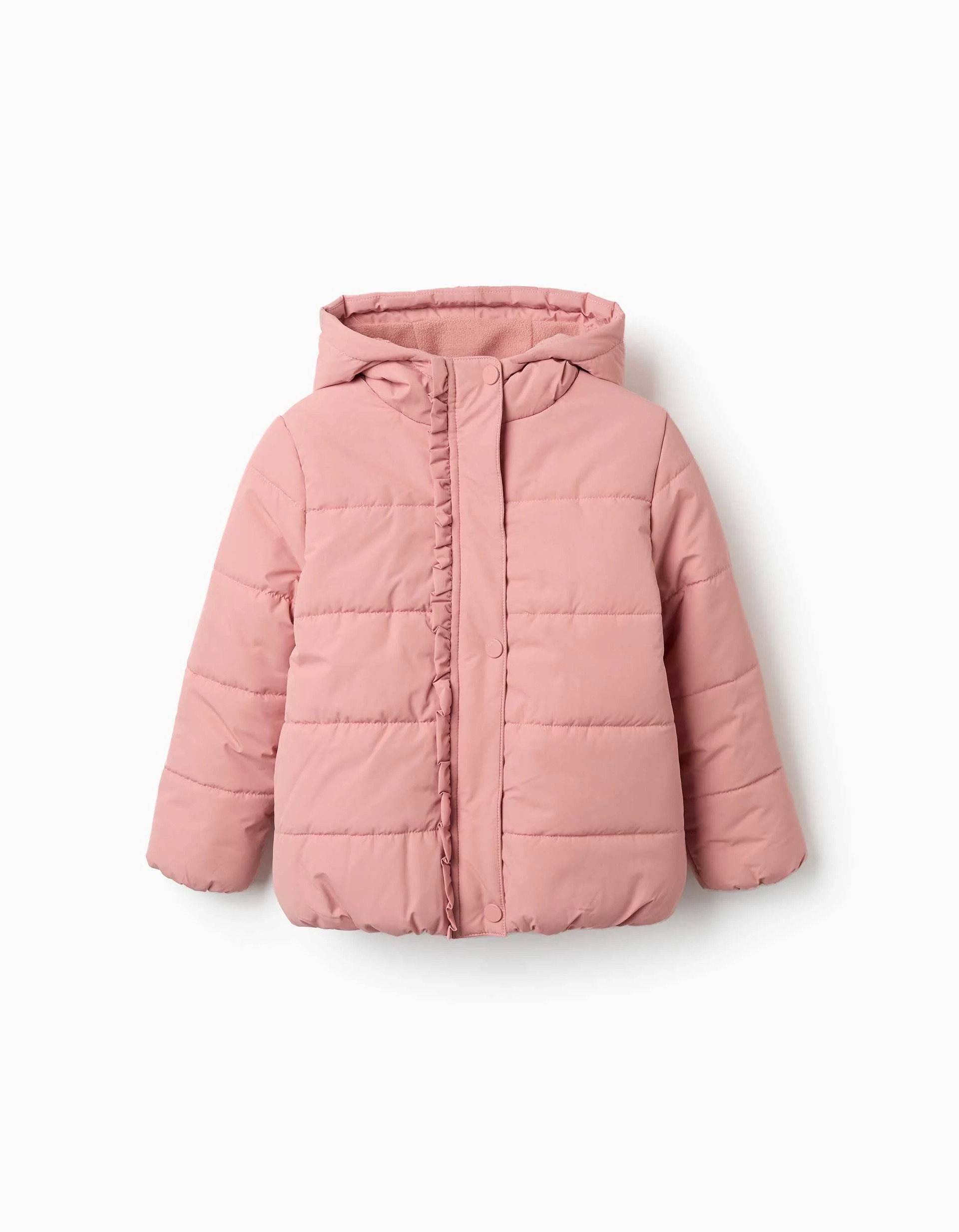 31081405038-0 Doudoune à capuche doublée en polaire pour filles, rose – Image 1