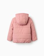 Doudoune à capuche doublée en polaire pour filles, rose – Image 2