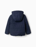Doudoune à capuche doublée en polaire pour filles, bleu marine – Image 2