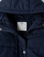 Doudoune à capuche doublée en polaire pour filles, bleu marine – Image 3
