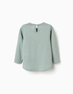 T-shirt à manches longues en coton vert clair avec des cœurs pour bébés filles – Image 2