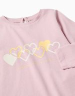 T-shirt en coton à manches longues avec des cœurs pour bébés filles, lilas – Image 3