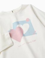 T-shirt en coton à manches longues avec des cœurs pour bébés filles, blanc – Image 3