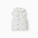 Doudoune sans manches à capuche à motifs cœurs et pois pour bébé fille, blanche