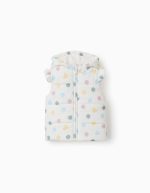 Doudoune sans manches à capuche à motifs cœurs et pois pour bébé fille, blanche