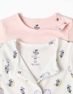 Deux grenouillères en coton à l'effigie de Minnie pour nouveau-nés et bébés filles, rose et blanc. – Image 3