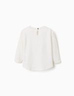 T-shirt à manches longues en coton blanc avec imprimé de cœurs pour bébé fille – Image 2