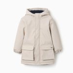 Parka en caoutchouc gris clair pour garçons