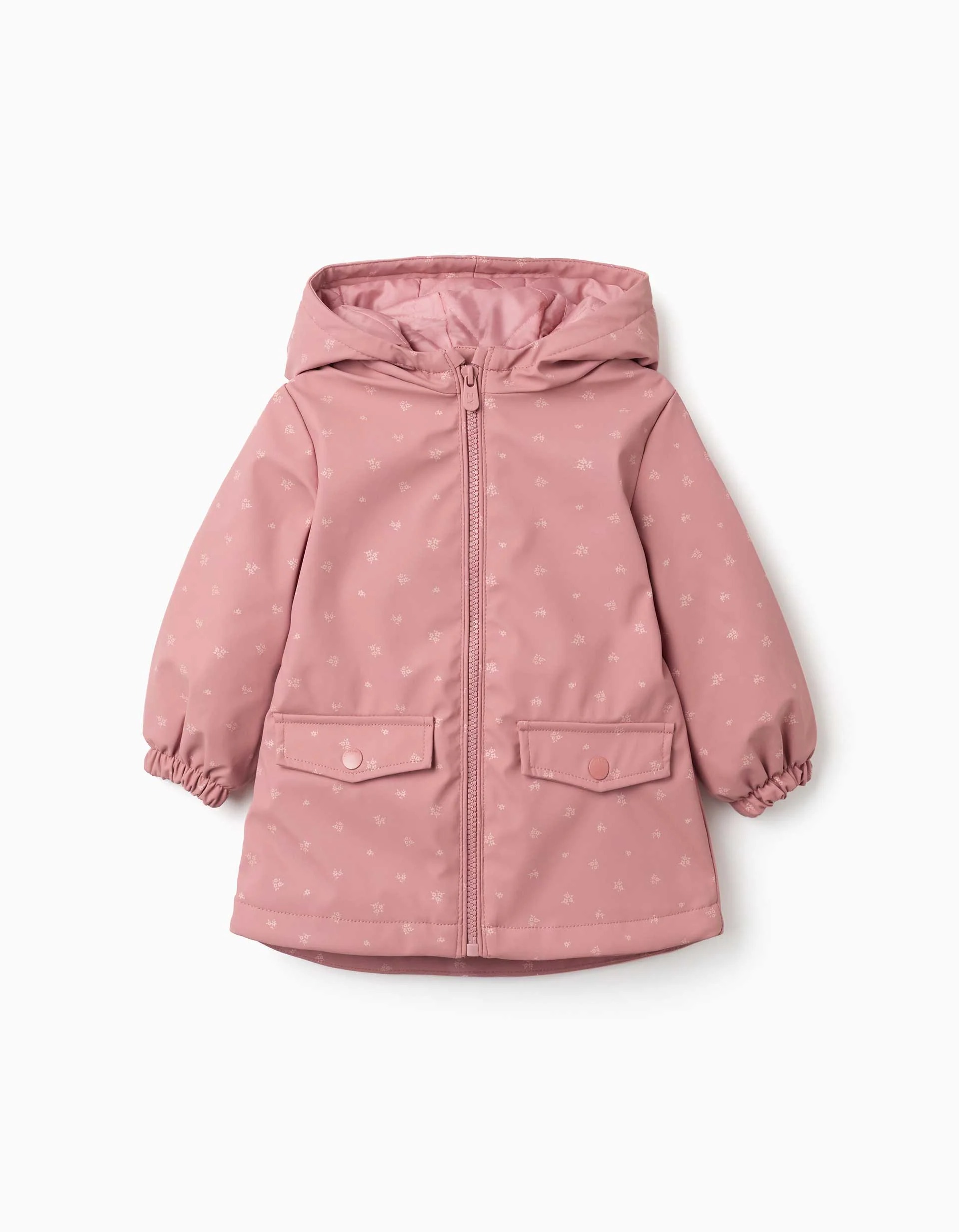 31081433038-0 Parka en caoutchouc rembourrée avec capuche et poches pour bébés filles, rose – Image 1