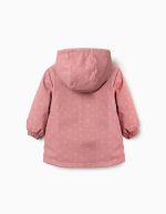 Parka en caoutchouc rembourrée avec capuche et poches pour bébés filles, rose – Image 2