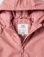 Parka en caoutchouc rembourrée avec capuche et poches pour bébés filles, rose – Image 3
