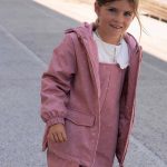 Parka en caoutchouc matelassé avec capuche et imprimé floral pour filles, rose