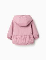 Coupe-vent à capuche avec ourlet volanté et doublure pour bébé fille, rose – Image 2