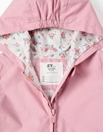 Coupe-vent à capuche avec ourlet volanté et doublure pour bébé fille, rose – Image 3