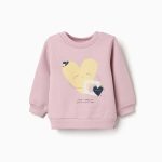 Sweat-shirt brossé à imprimé cœurs pour bébé fille, lilas