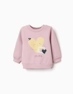 Sweat-shirt brossé à imprimé cœurs pour bébé fille, lilas