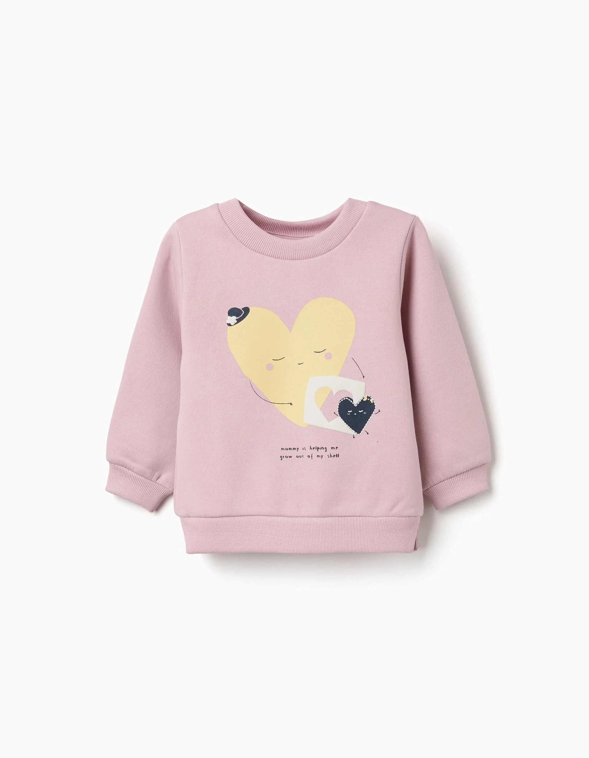 31081438031-0 Sweat-shirt brossé à imprimé cœurs pour bébé fille, lilas – Image 1