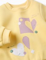 Sweat-shirt en maille brossée à imprimé cœurs pour bébé fille, jaune – Image 3