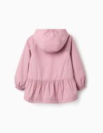 Coupe-vent à capuche avec ourlet volanté et doublure pour filles, rose – Image 2