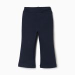Leggings évasés en maille brossée pour bébés filles, bleu marine