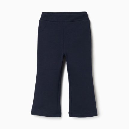 Leggings évasés en maille brossée pour bébés filles, bleu marine