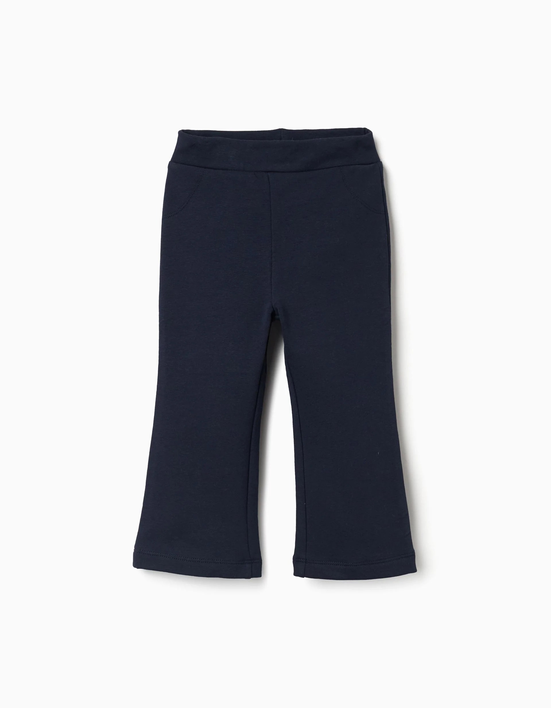 31081444006-0 Leggings évasés en maille brossée pour bébés filles, bleu marine – Image 1