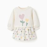 Robe blanche en polaire pour bébé fille