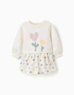 Robe blanche en polaire pour bébé fille