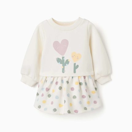 Robe blanche en polaire pour bébé fille