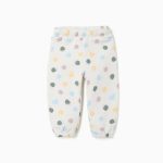 Pantalon en polaire brossée à pois pour bébé fille, blanc