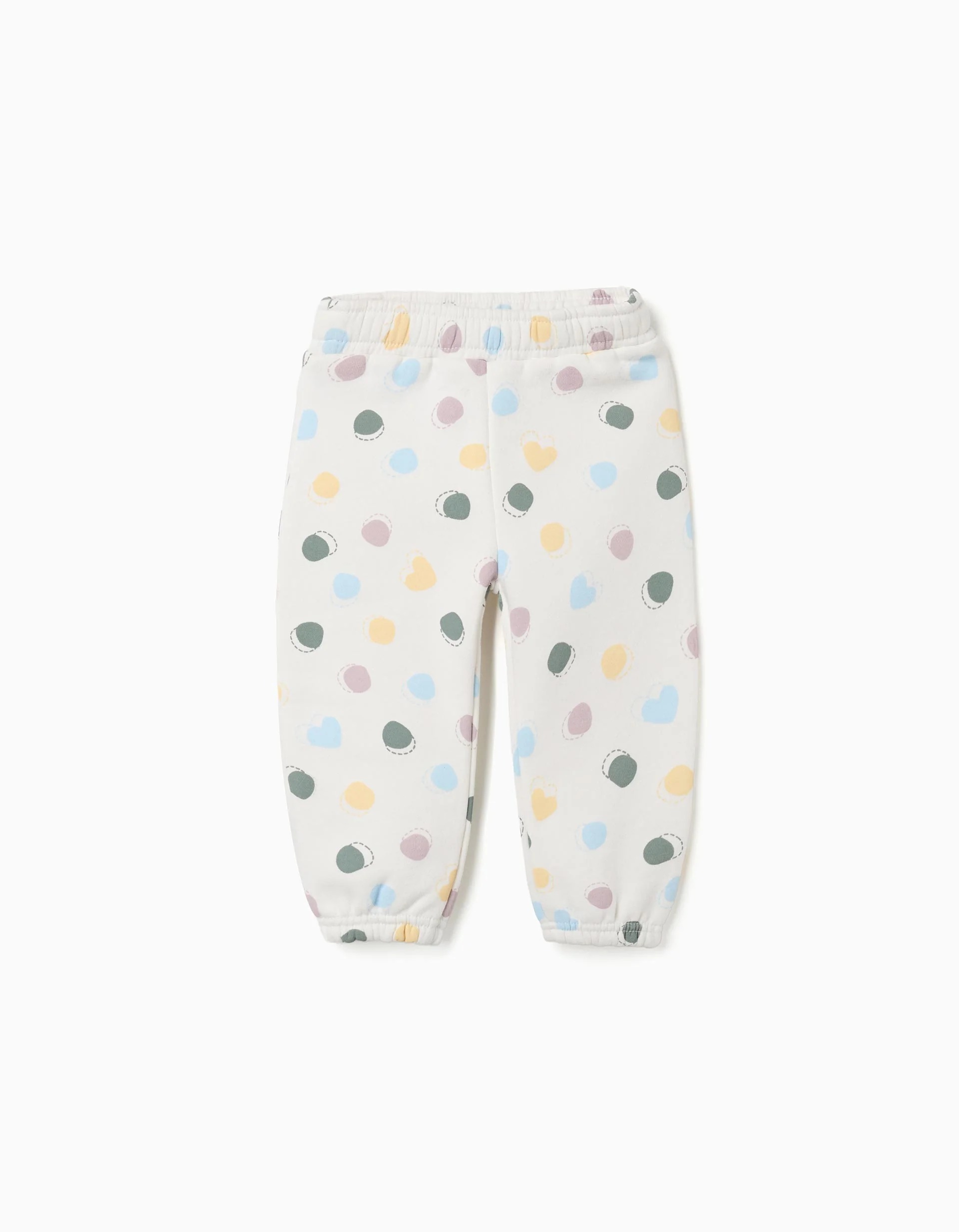 31081450041-0 Pantalon en polaire brossée à pois pour bébé fille, blanc – Image 1