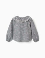 Chemise à manches longues en coton bleu foncé pour fille – Image 2