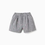 Short en coton vichy à imprimé floral pour filles, blanc/bleu marine