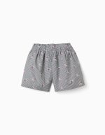 Short en coton vichy à imprimé floral pour filles, blanc/bleu marine – Image 2