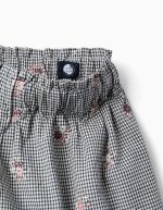 Short en coton vichy à imprimé floral pour filles, blanc/bleu marine – Image 3