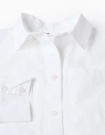 Chemise en popeline à manches longues et épaules tombantes pour filles, blanche – Image 3