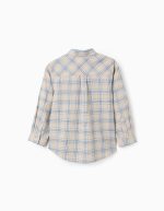 Chemise à carreaux en coton à manches longues pour garçon, beige clair/bleu/marron – Image 2
