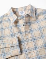 Chemise à carreaux en coton à manches longues pour garçon, beige clair/bleu/marron – Image 3